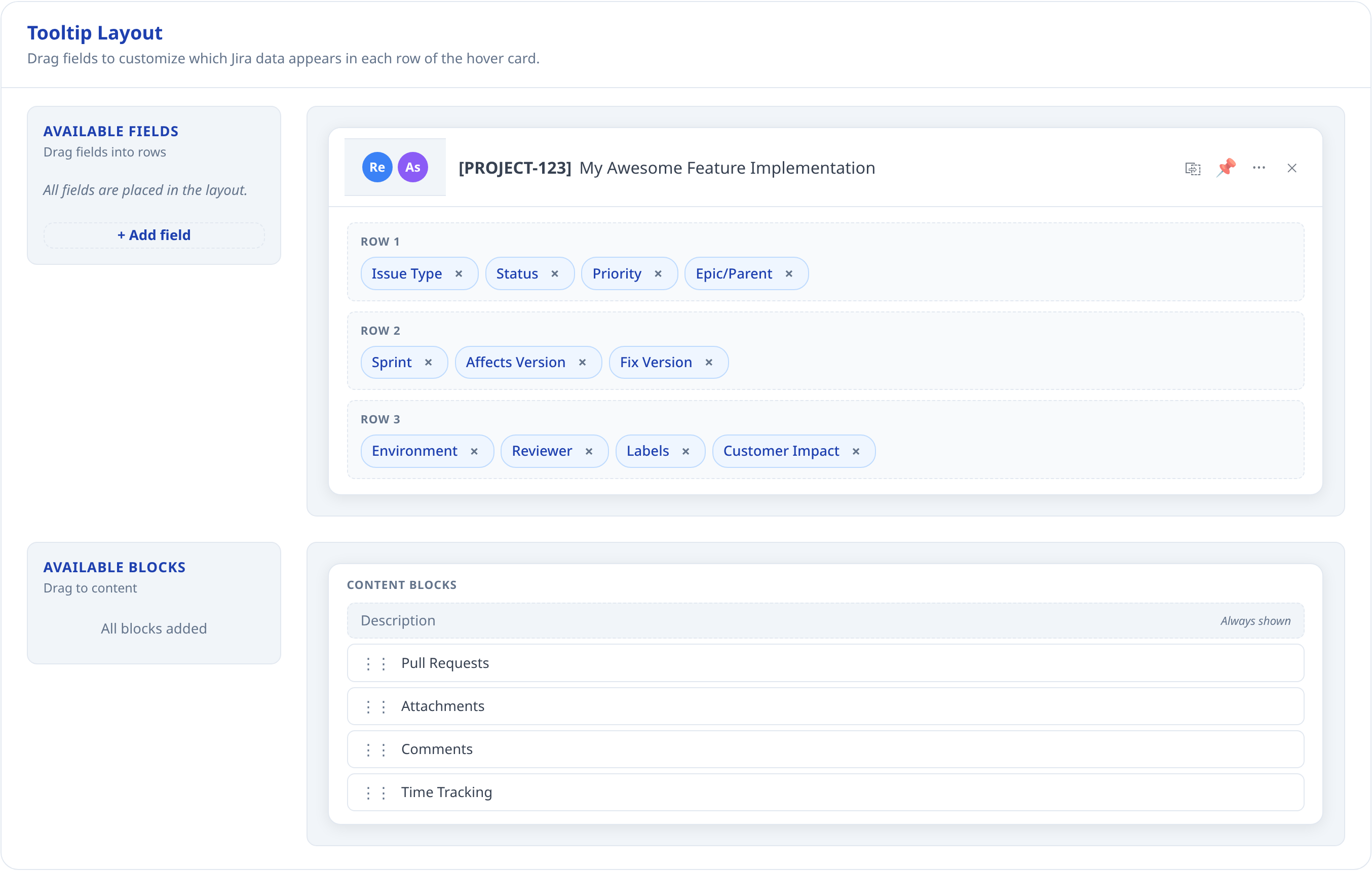 Custom fields in layout editor