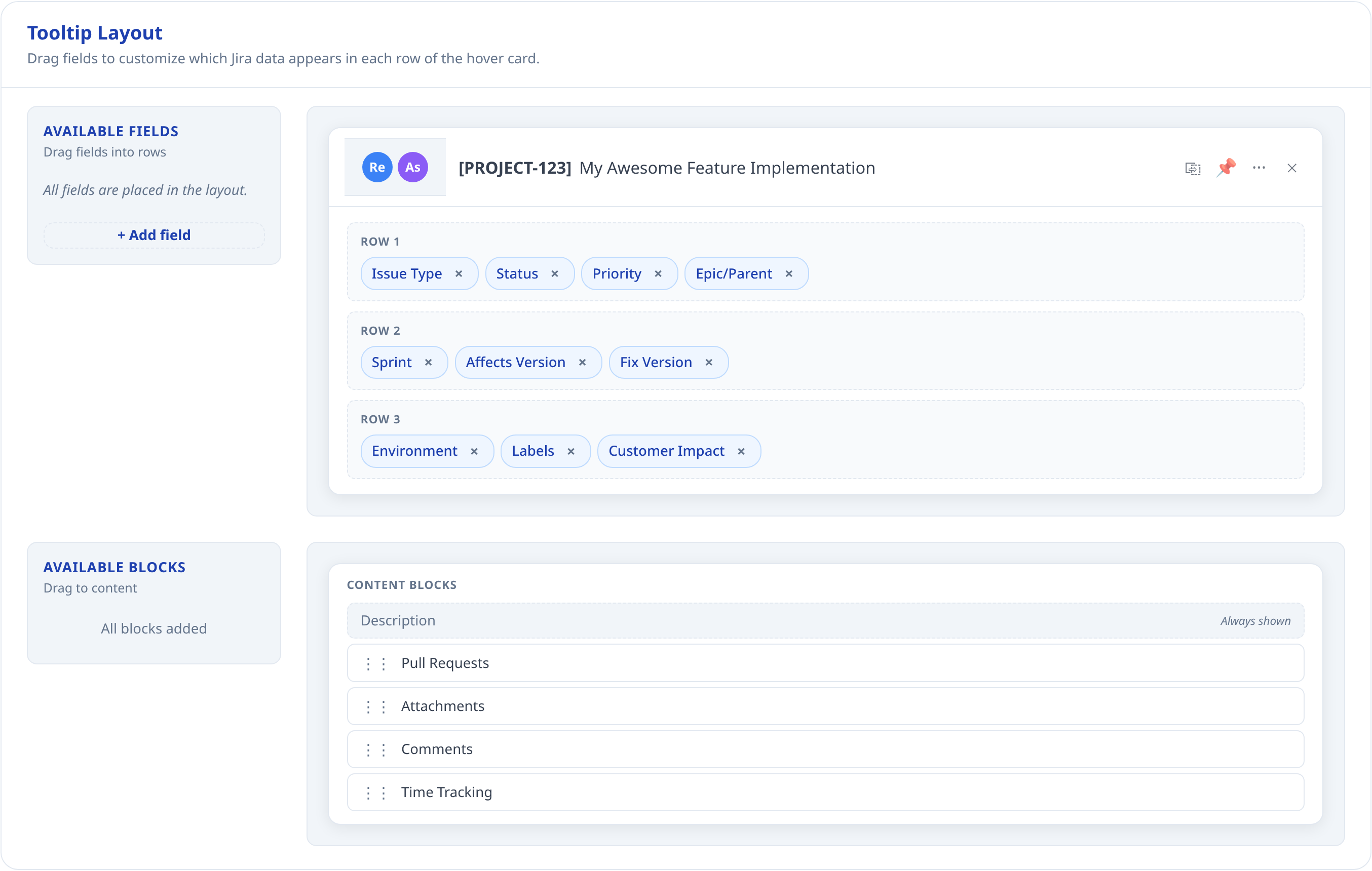 Tooltip layout editor