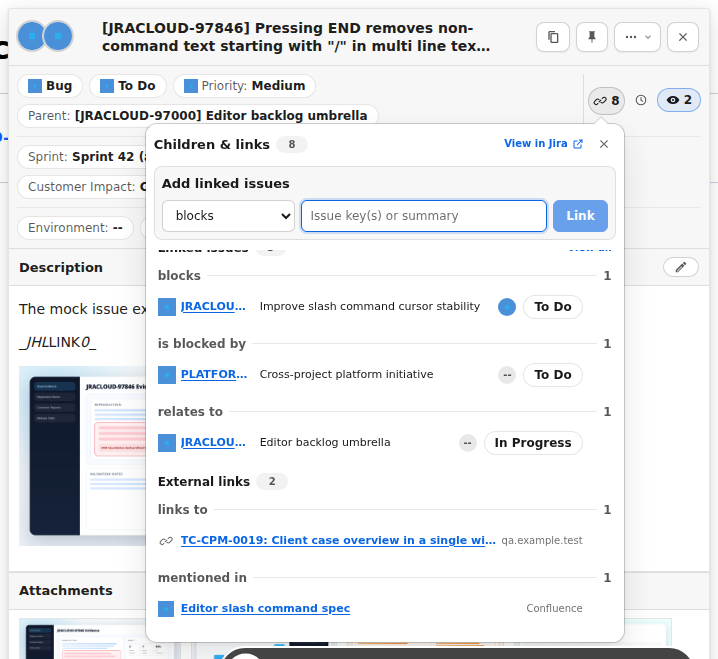 External links in the links panel